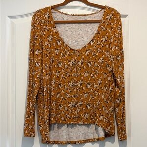American Eagle Outfitters Mustard Floral Long Sleeve Top